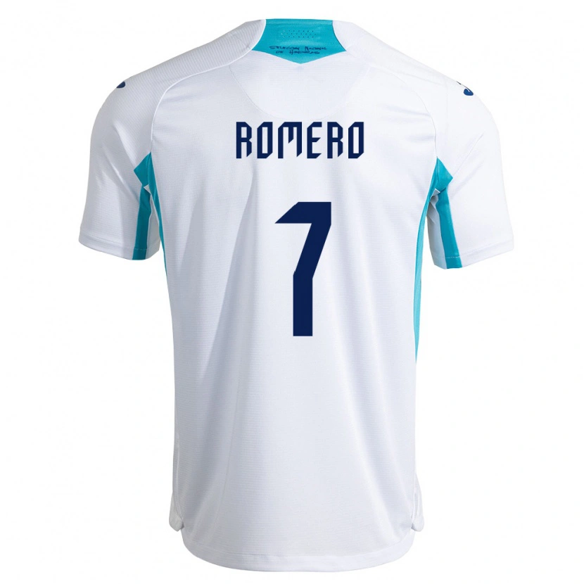 Danxen Dětské Honduras Eduardo Romero #7 Bílá Modrá Nebeská Modrá Domů Hráčské Dresy 26-28 Dres