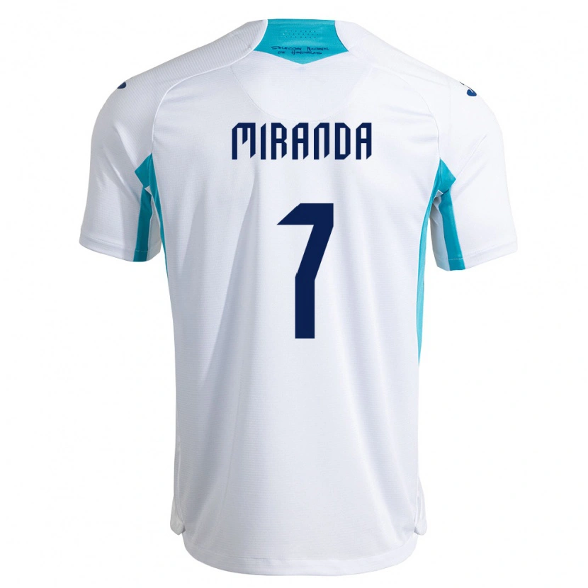 Danxen Dětské Honduras Jeffry Miranda #7 Bílá Modrá Nebeská Modrá Domů Hráčské Dresy 26-28 Dres