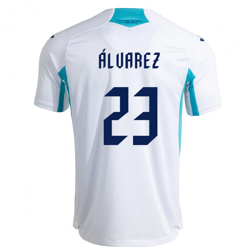 Danxen Dětské Honduras Jorge Álvarez #23 Bílá Modrá Nebeská Modrá Domů Hráčské Dresy 26-28 Dres