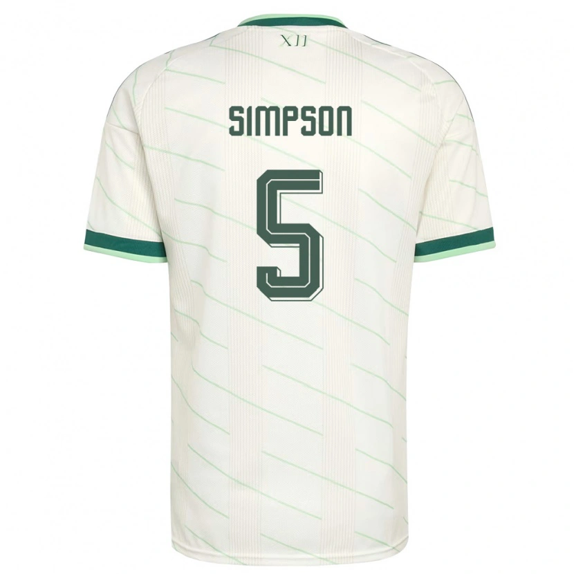 Danxen Dětské Severní Irsko James Simpson #5 Bílá Zelená Daleko Hráčské Dresy 26-28 Dres