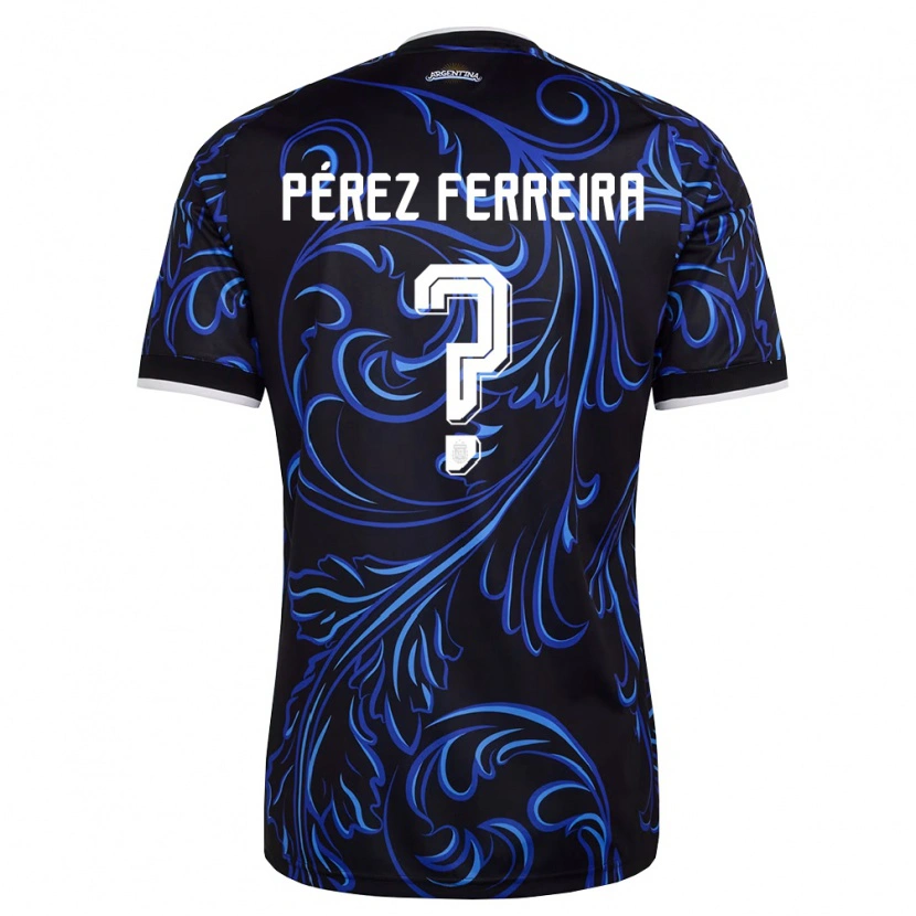Danxen Dětské Argentina Thiago Pérez Ferreira #0 Černá Bílá Nebeská Modrá Daleko Hráčské Dresy 26-28 Dres
