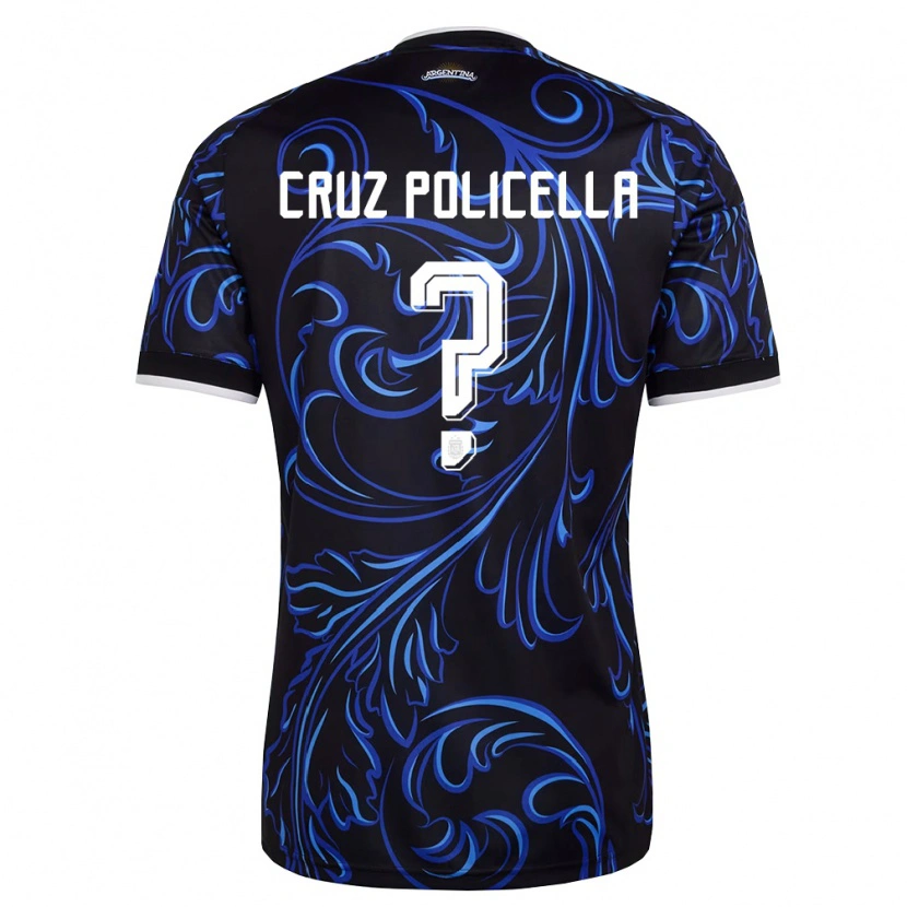Danxen Dětské Argentina Juan Cruz Policella #0 Černá Bílá Nebeská Modrá Daleko Hráčské Dresy 26-28 Dres