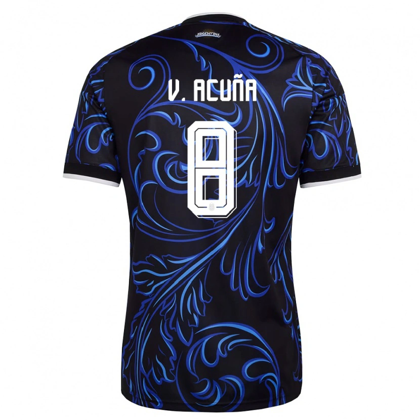 Danxen Dětské Argentina Valentino Acuña #8 Černá Bílá Nebeská Modrá Daleko Hráčské Dresy 26-28 Dres