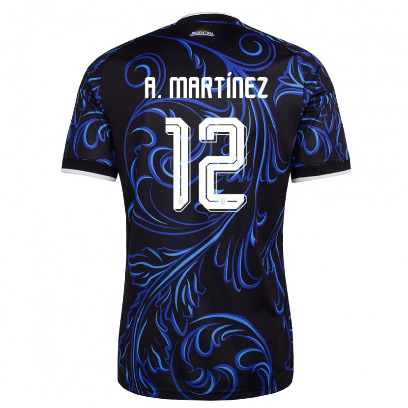 Danxen Dětské Argentina Agustín Martínez #12 Černá Bílá Nebeská Modrá Daleko Hráčské Dresy 26-28 Dres