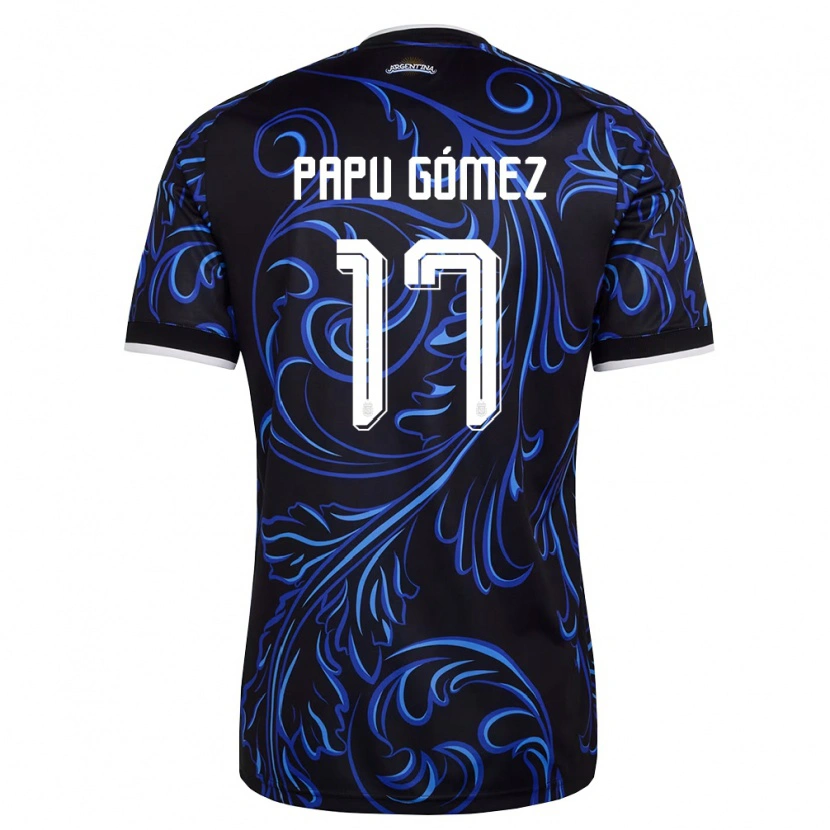 Danxen Dětské Argentina Papu Gomez #17 Černá Bílá Nebeská Modrá Daleko Hráčské Dresy 26-28 Dres