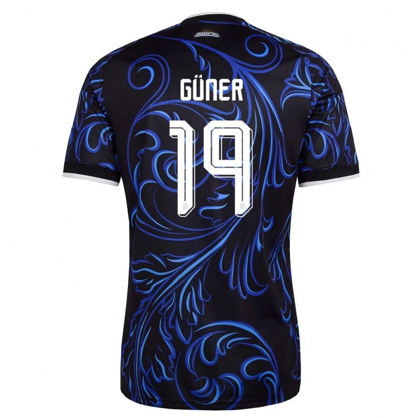 Danxen Dětské Argentina Armando Güner #19 Černá Bílá Nebeská Modrá Daleko Hráčské Dresy 26-28 Dres