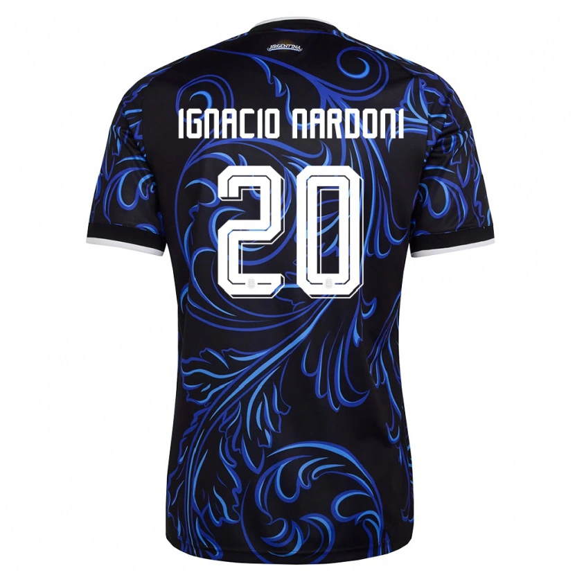Danxen Dětské Argentina Juan Ignacio Nardoni #20 Černá Bílá Nebeská Modrá Daleko Hráčské Dresy 26-28 Dres
