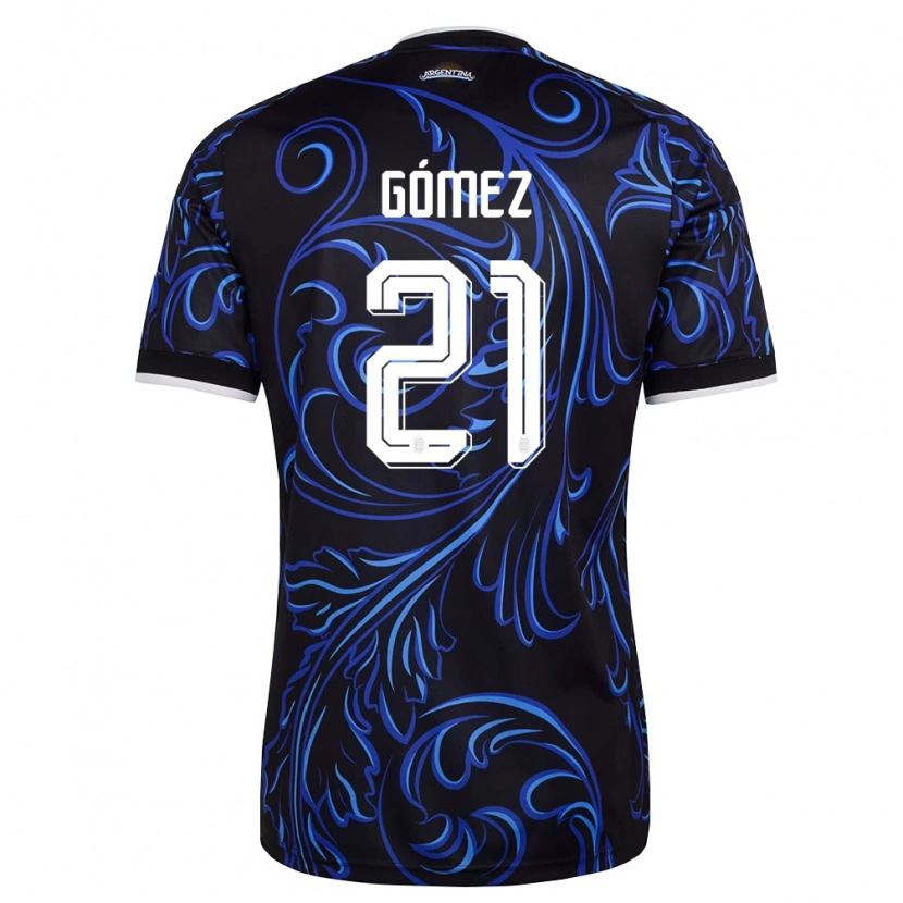 Danxen Dětské Argentina Alain Gómez #21 Černá Bílá Nebeská Modrá Daleko Hráčské Dresy 26-28 Dres