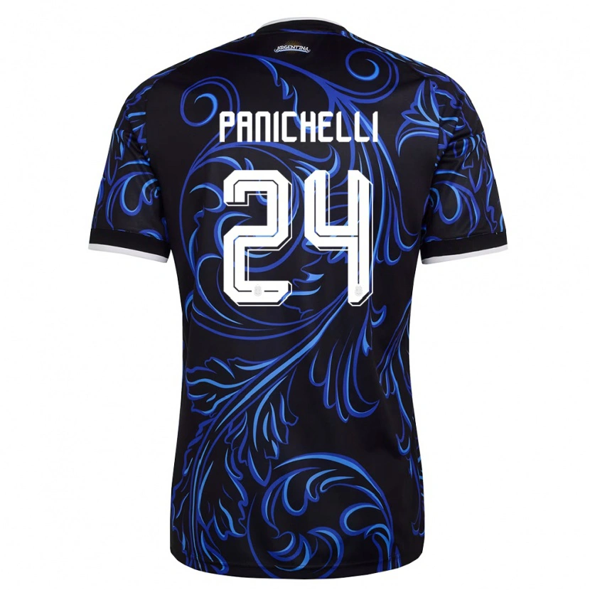 Danxen Dětské Argentina Joaquín Panichelli #24 Černá Bílá Nebeská Modrá Daleko Hráčské Dresy 26-28 Dres