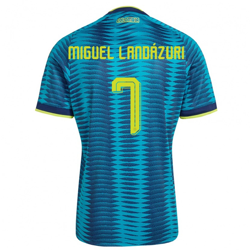 Danxen Dětské Kolumbie Luis Miguel Landázuri #7 Modrá Námořnická Žlutá Daleko Hráčské Dresy 26-28 Dres