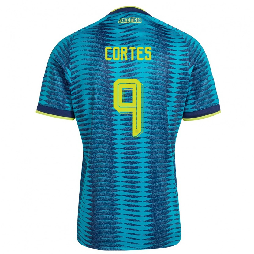 Danxen Dětské Kolumbie Carlos Cortés #9 Modrá Námořnická Žlutá Daleko Hráčské Dresy 26-28 Dres