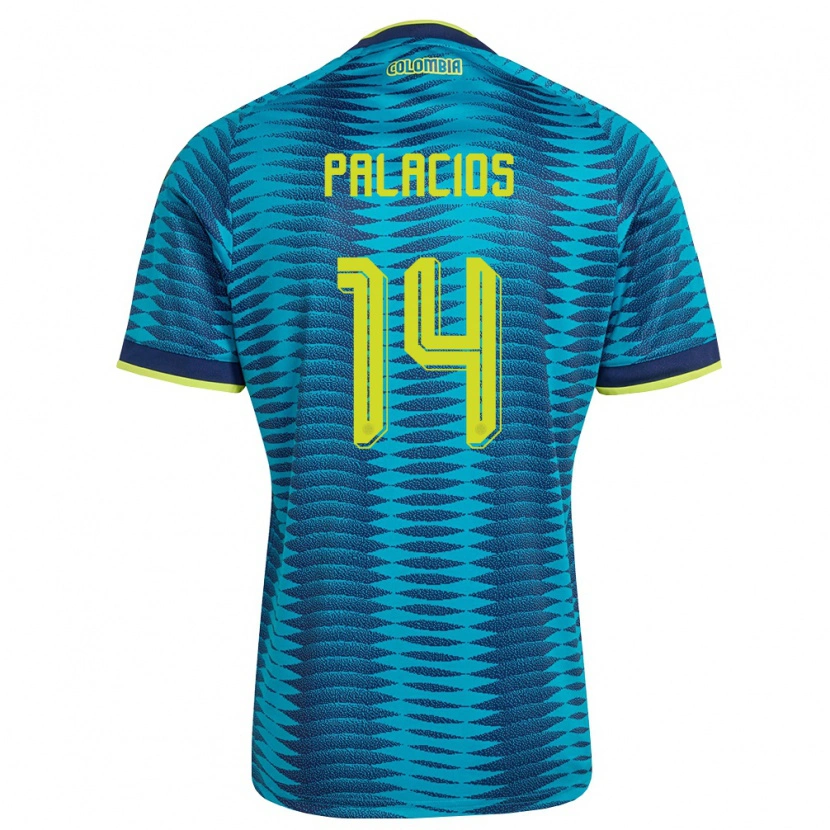 Danxen Dětské Kolumbie Julián Palacios #14 Modrá Námořnická Žlutá Daleko Hráčské Dresy 26-28 Dres