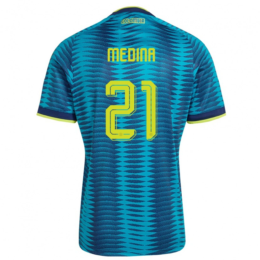 Danxen Dětské Kolumbie Simón Medina #21 Modrá Námořnická Žlutá Daleko Hráčské Dresy 26-28 Dres