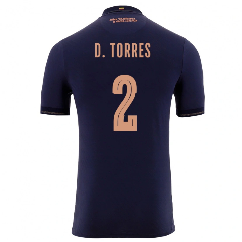 Danxen Dětské Ekvádor Darío Torres #2 Námořnická Zlatá Daleko Hráčské Dresy 26-28 Dres