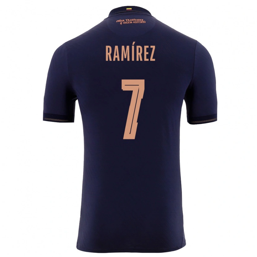 Danxen Dětské Ekvádor Jalmar Ramírez #7 Námořnická Zlatá Daleko Hráčské Dresy 26-28 Dres