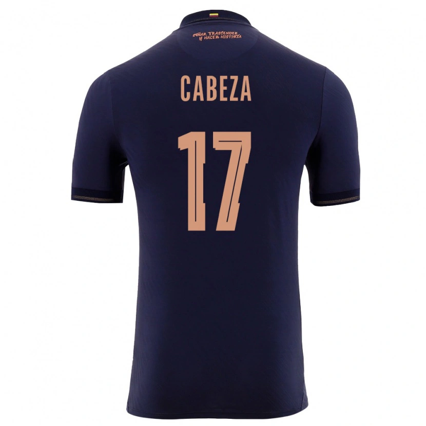 Danxen Dětské Ekvádor Eduín Cabeza #17 Námořnická Zlatá Daleko Hráčské Dresy 26-28 Dres