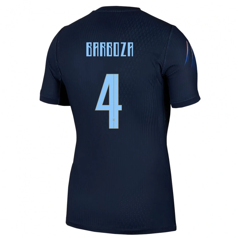 Danxen Dětské Uruguay Brian Barboza #4 Černá Modrá Daleko Hráčské Dresy 26-28 Dres
