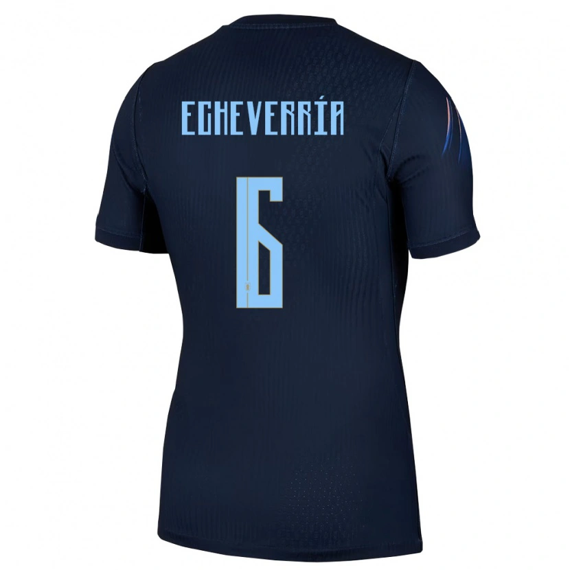 Danxen Dětské Uruguay Juan Echeverria #6 Černá Modrá Daleko Hráčské Dresy 26-28 Dres