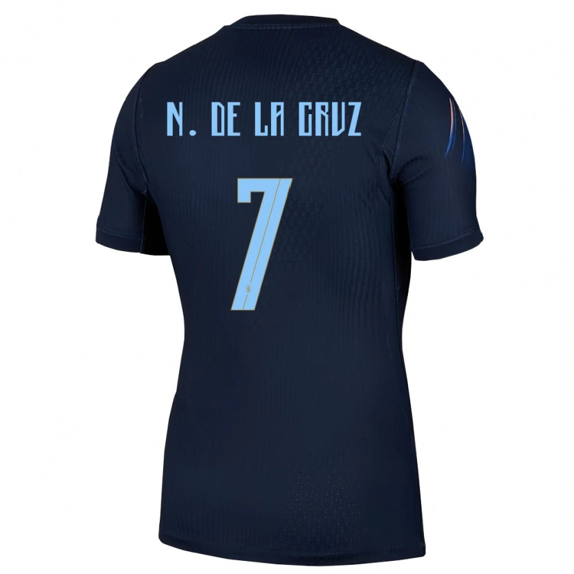 Danxen Dětské Uruguay Nicolás De La Cruz #7 Černá Modrá Daleko Hráčské Dresy 26-28 Dres