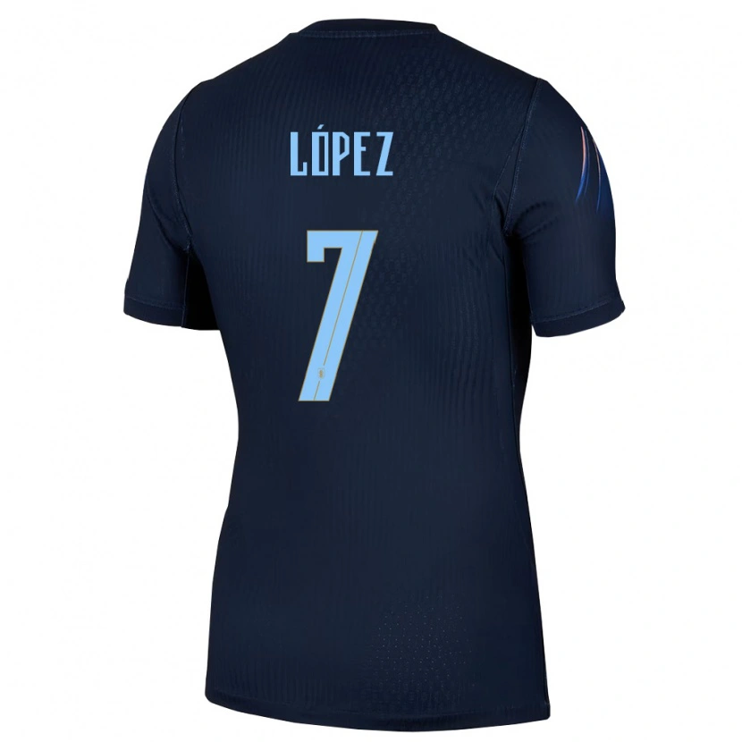 Danxen Dětské Uruguay Nahuel López #7 Černá Modrá Daleko Hráčské Dresy 26-28 Dres