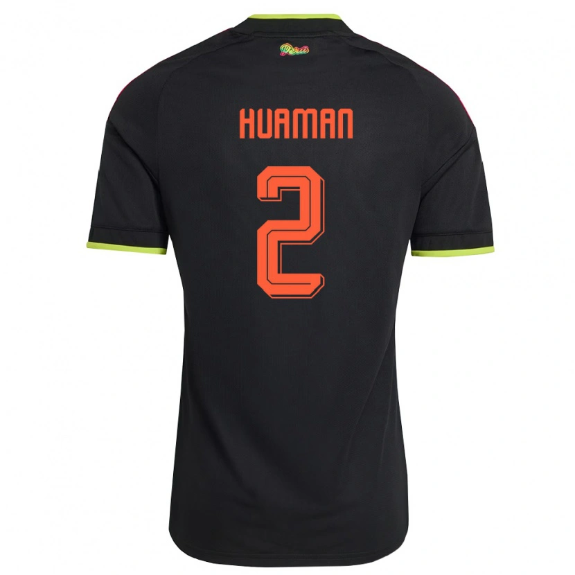 Danxen Dětské Peru Marco Huamán #2 Černá Žlutá Růžová Daleko Hráčské Dresy 26-28 Dres