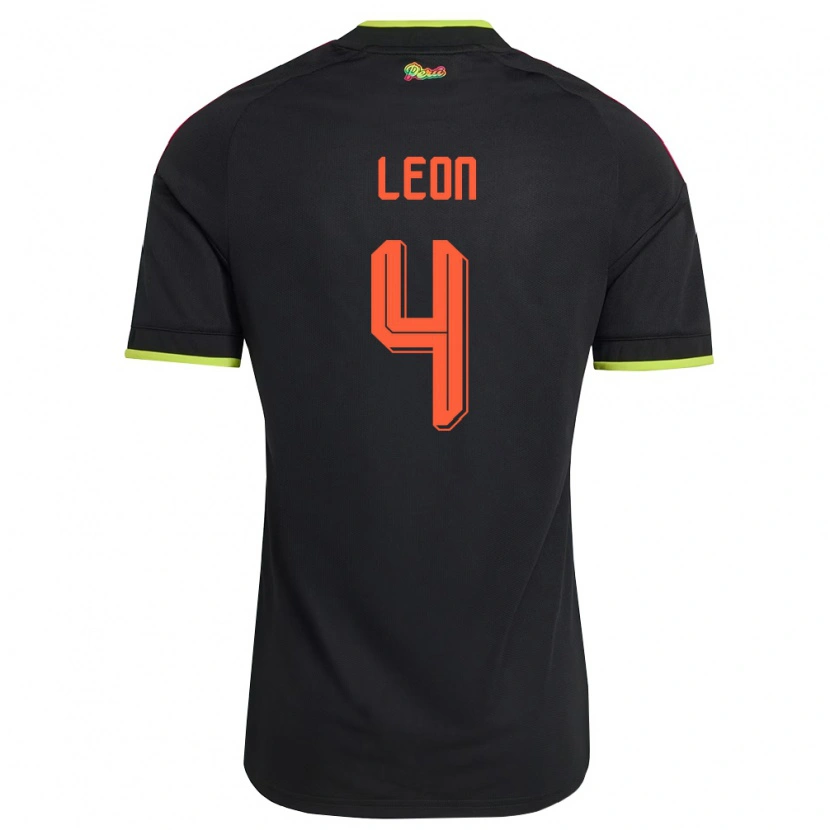 Danxen Dětské Peru Mía León #4 Černá Žlutá Růžová Daleko Hráčské Dresy 26-28 Dres