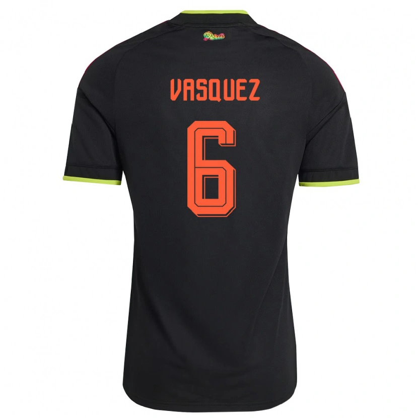 Danxen Dětské Peru Fabio Vasquez #6 Černá Žlutá Růžová Daleko Hráčské Dresy 26-28 Dres