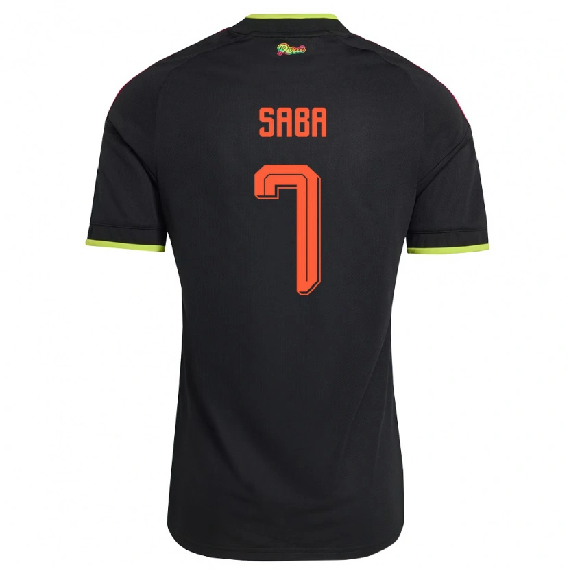 Danxen Dětské Peru Emilio Saba #7 Černá Žlutá Růžová Daleko Hráčské Dresy 26-28 Dres