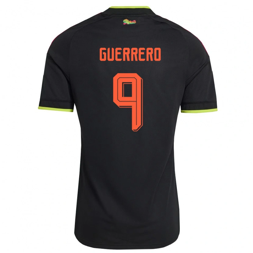 Danxen Dětské Peru Paolo Guerrero #9 Černá Žlutá Růžová Daleko Hráčské Dresy 26-28 Dres