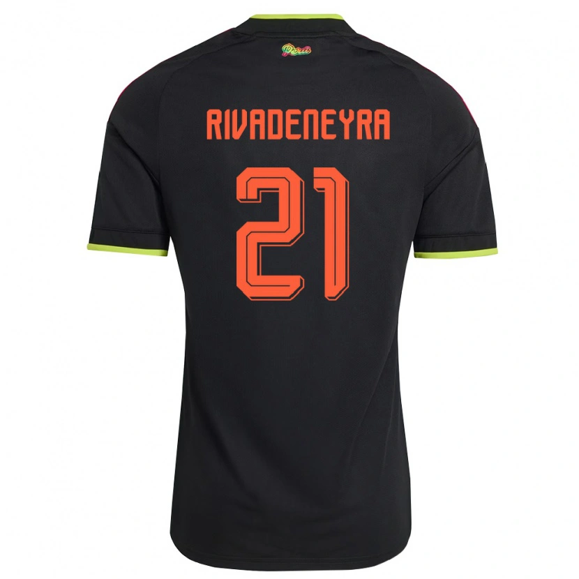 Danxen Dětské Peru Steven Rivadeneyra #21 Černá Žlutá Růžová Daleko Hráčské Dresy 26-28 Dres