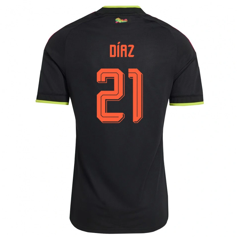 Danxen Dětské Peru Matías Díaz #21 Černá Žlutá Růžová Daleko Hráčské Dresy 26-28 Dres