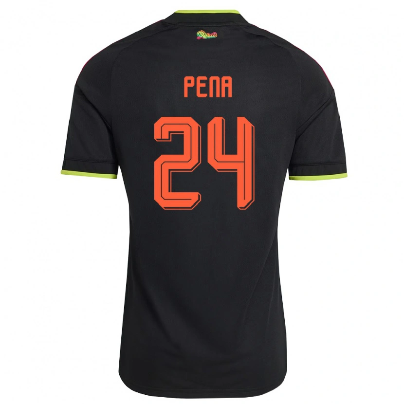 Danxen Dětské Peru Luciano Pena #24 Černá Žlutá Růžová Daleko Hráčské Dresy 26-28 Dres