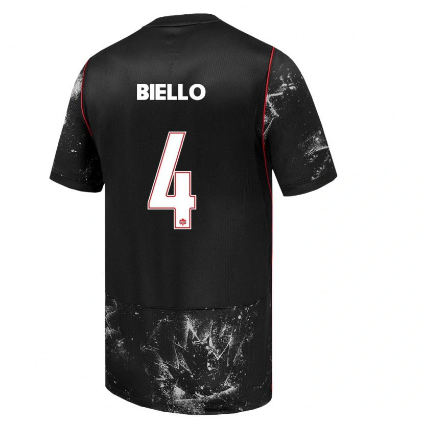 Danxen Dětské Kanada Alessandro Biello #4 Černá Bílá Červená Daleko Hráčské Dresy 26-28 Dres