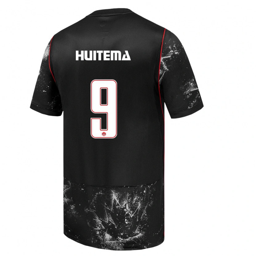 Danxen Dětské Kanada Jordyn Huitema #9 Černá Bílá Červená Daleko Hráčské Dresy 26-28 Dres