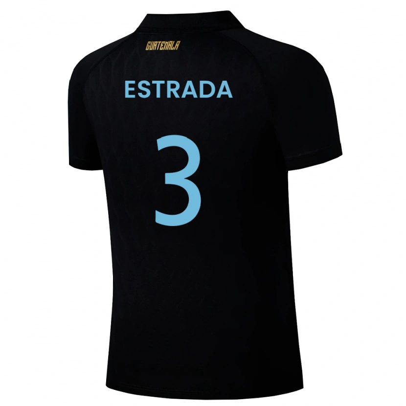 Danxen Dětské Guatemala Carlos Estrada #3 Černá Nebeská Modrá Bílá Daleko Hráčské Dresy 26-28 Dres