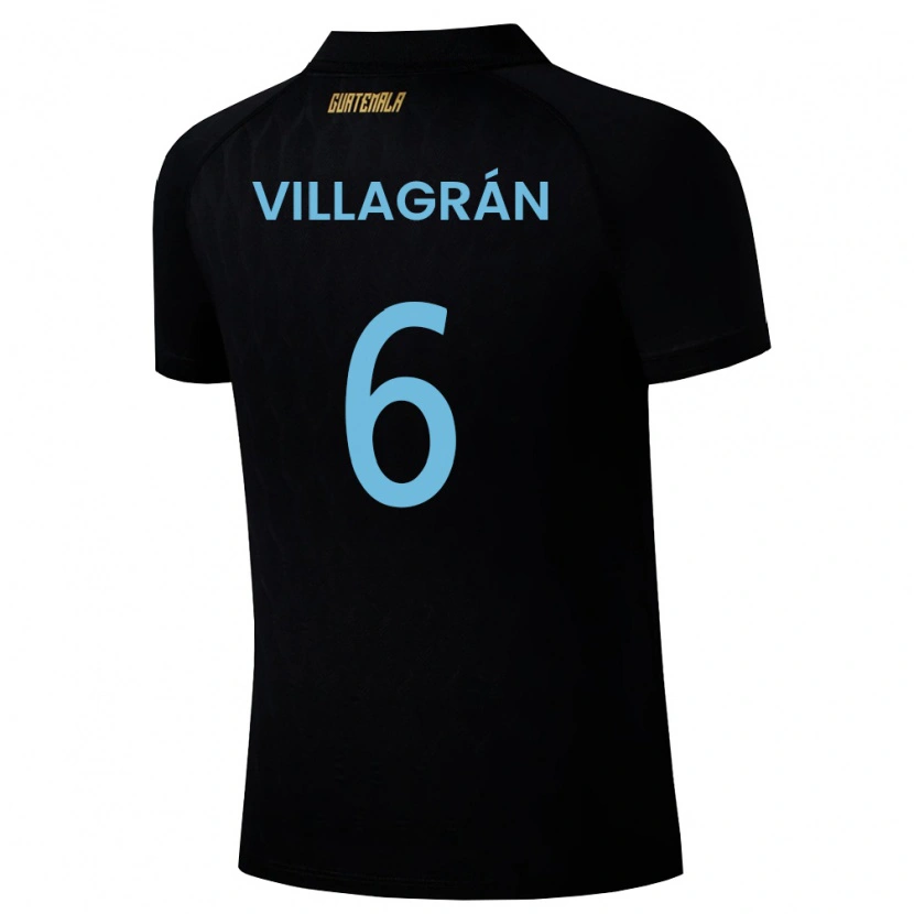 Danxen Dětské Guatemala Williams Villagrán #6 Černá Nebeská Modrá Bílá Daleko Hráčské Dresy 26-28 Dres