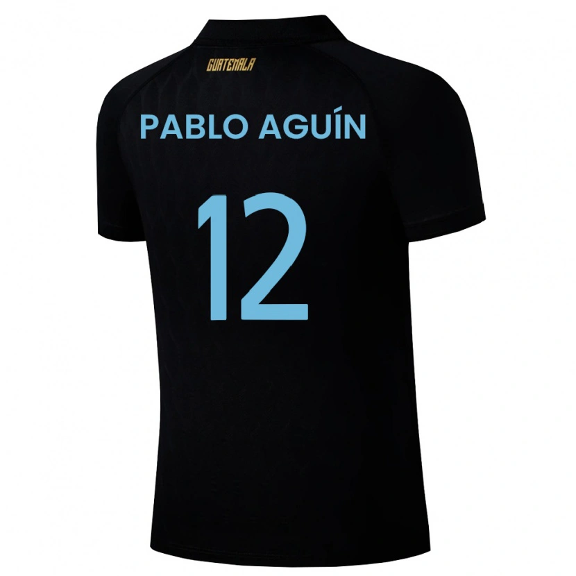Danxen Dětské Guatemala Luis Pablo Aguín #12 Černá Nebeská Modrá Bílá Daleko Hráčské Dresy 26-28 Dres