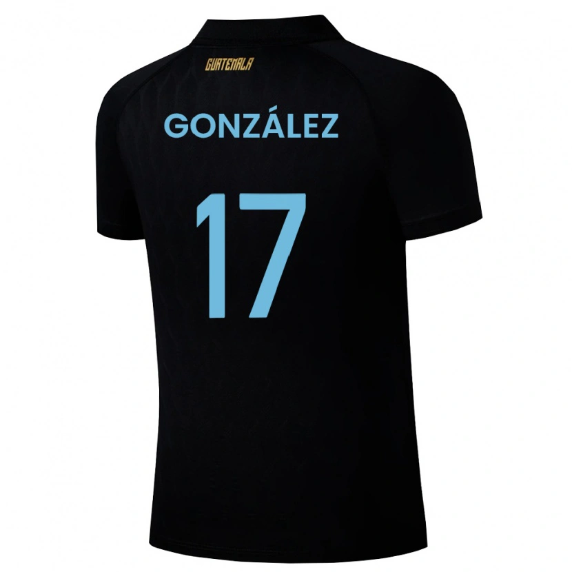 Danxen Dětské Guatemala Jeffrey González #17 Černá Nebeská Modrá Bílá Daleko Hráčské Dresy 26-28 Dres