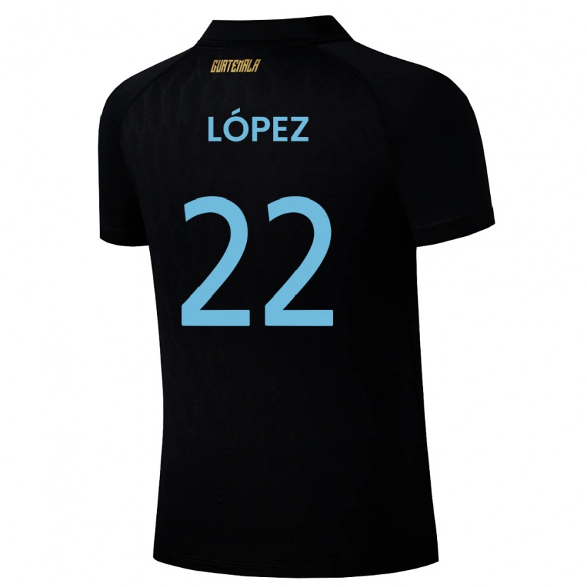 Danxen Dětské Guatemala Whitney López #22 Černá Nebeská Modrá Bílá Daleko Hráčské Dresy 26-28 Dres