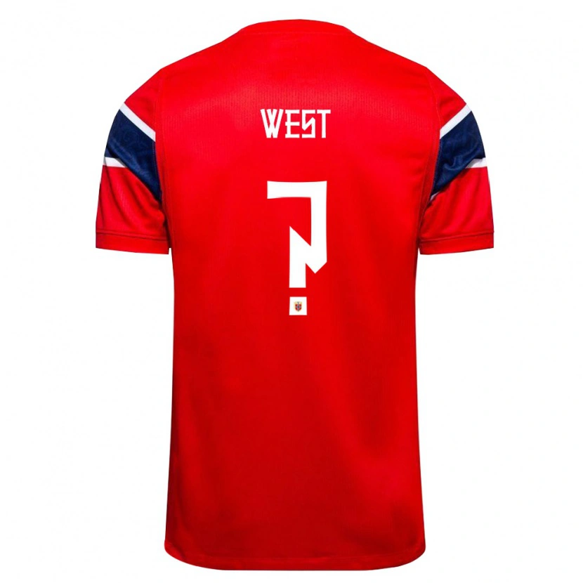 Danxen Pánské Norsko Liam West #0 Červená Námořnická Bílá Domů Hráčské Dresy 26-28 Dres