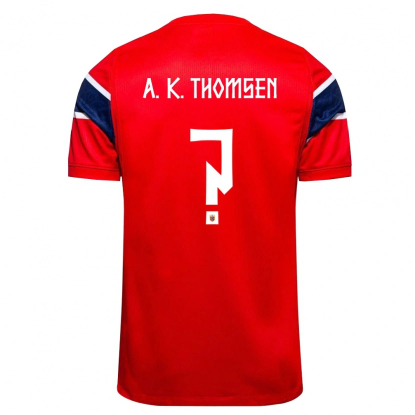 Danxen Pánské Norsko Adrian Konglevoll Thomsen #0 Červená Námořnická Bílá Domů Hráčské Dresy 26-28 Dres