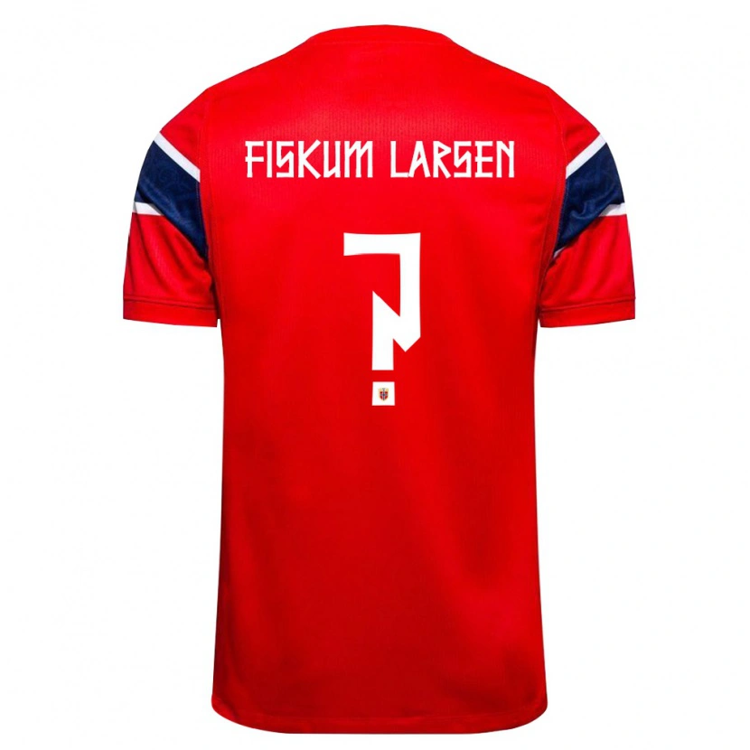 Danxen Pánské Norsko Anders Fiskum Larsen #0 Červená Námořnická Bílá Domů Hráčské Dresy 26-28 Dres
