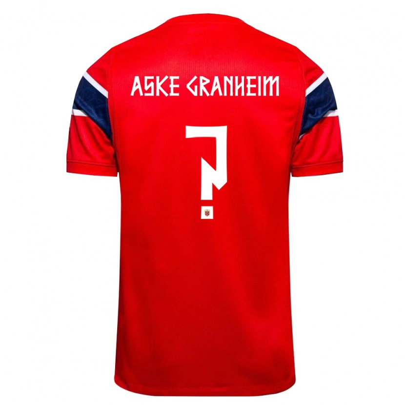 Danxen Pánské Norsko Sander Aske Granheim #0 Červená Námořnická Bílá Domů Hráčské Dresy 26-28 Dres