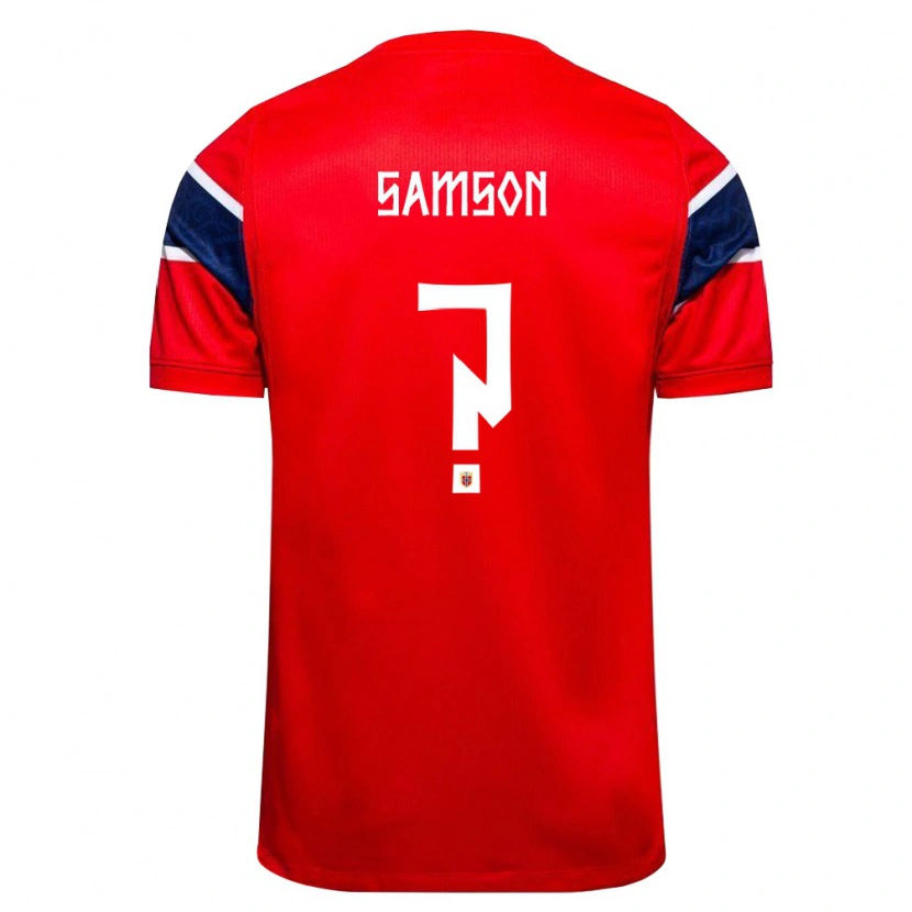 Danxen Pánské Norsko Haniel Samson #0 Červená Námořnická Bílá Domů Hráčské Dresy 26-28 Dres