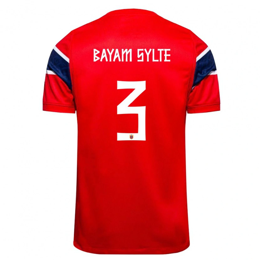 Danxen Pánské Norsko Daniel Bayam Sylte #3 Červená Námořnická Bílá Domů Hráčské Dresy 26-28 Dres