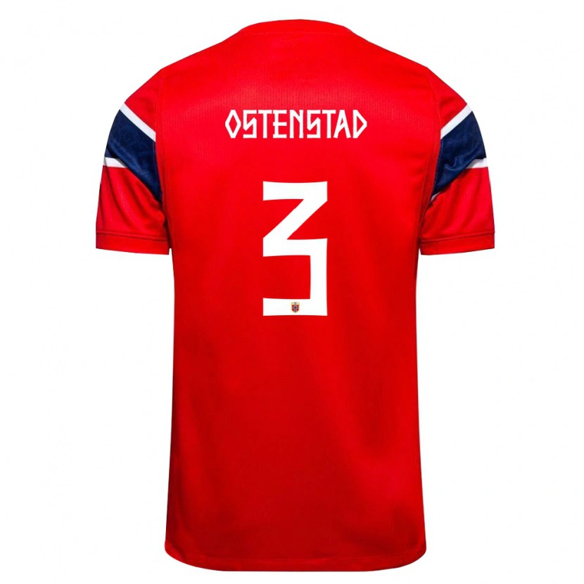 Danxen Pánské Norsko Marthine Østenstad #3 Červená Námořnická Bílá Domů Hráčské Dresy 26-28 Dres