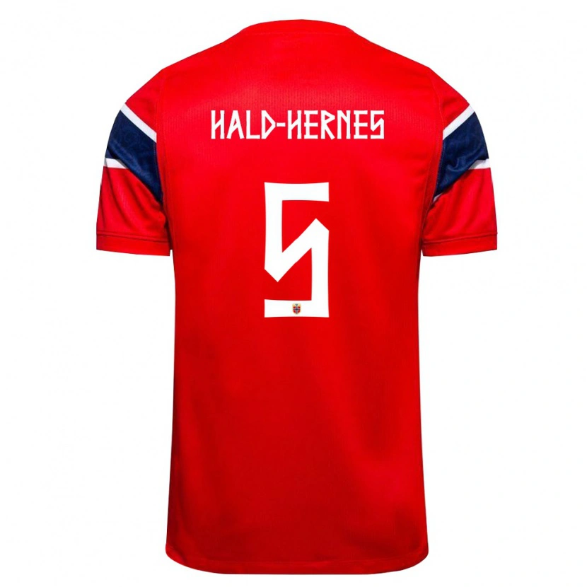 Danxen Pánské Norsko Ulrik Hald-Hernes #5 Červená Námořnická Bílá Domů Hráčské Dresy 26-28 Dres