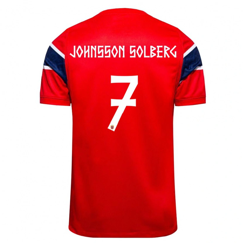 Danxen Pánské Norsko Jesper Johnsson Solberg #7 Červená Námořnická Bílá Domů Hráčské Dresy 26-28 Dres