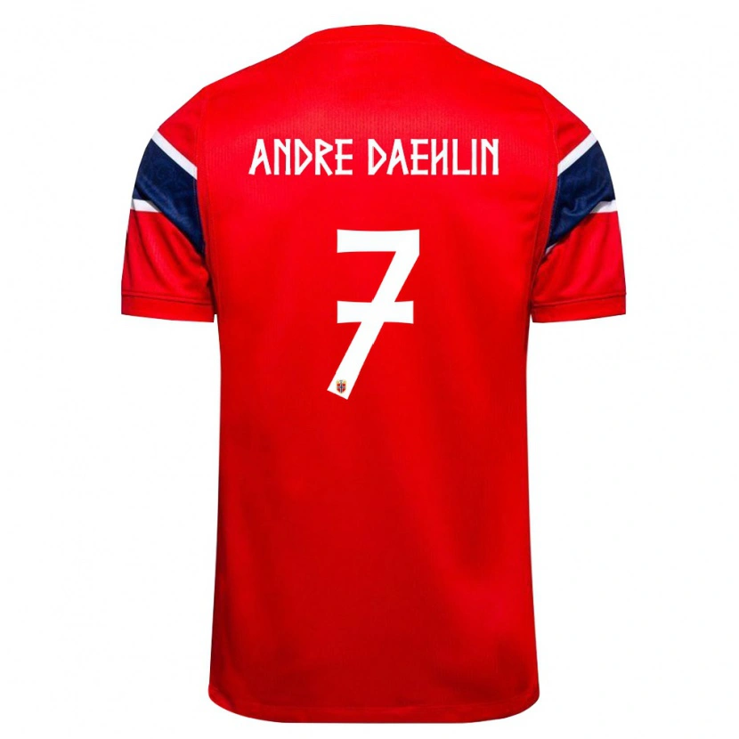Danxen Pánské Norsko Kevin André Dæhlin #7 Červená Námořnická Bílá Domů Hráčské Dresy 26-28 Dres
