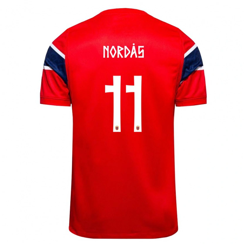 Danxen Pánské Norsko Lasse Nordås #11 Červená Námořnická Bílá Domů Hráčské Dresy 26-28 Dres